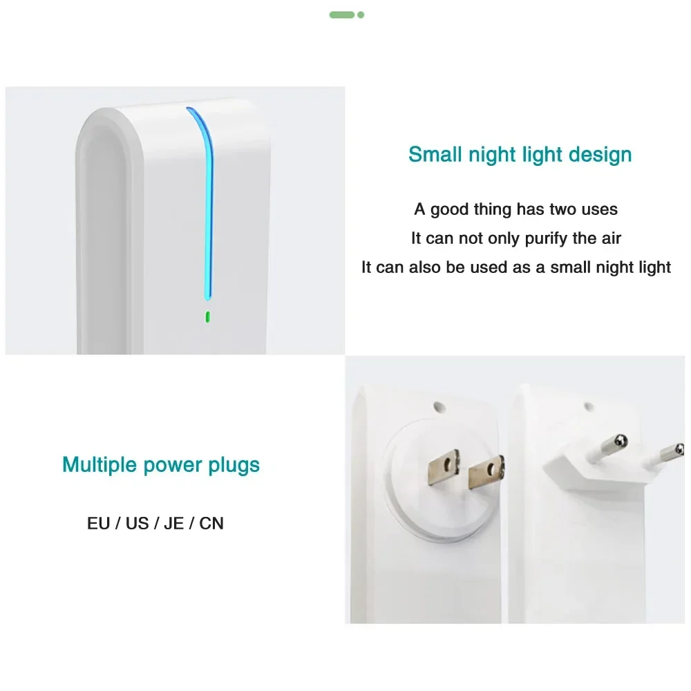 Portátil mini plug in gerador de íons negativos purificador de ar mais limpo odor desodorante remover fumaça de poeira formaldeído para casa banheiro