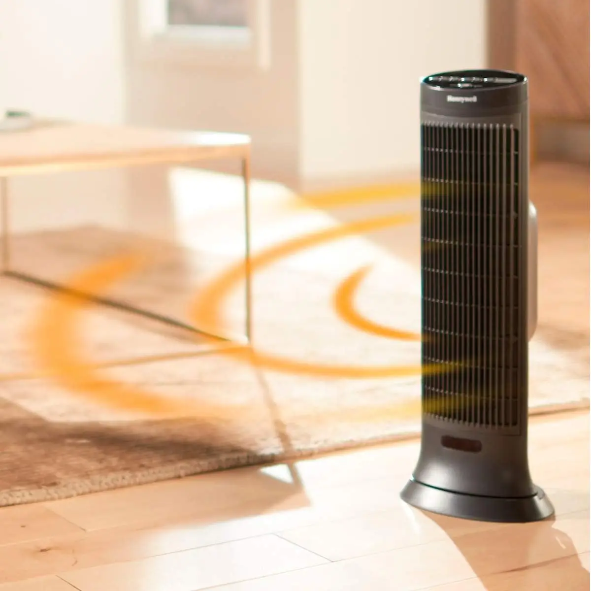 Slim Ceramic Tower Heater, Large Room, Black – Easy to Use Ceramic Heater – Slim Space Heater with Two Heat Settings