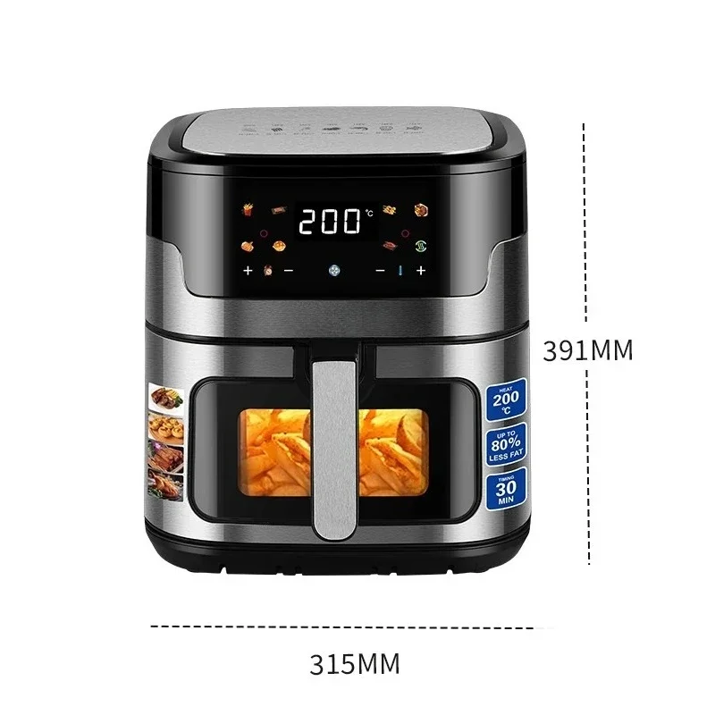 3600W Smart Air Fryer 15L Stainless Steel Square Touch Screen for Homes and Hotels