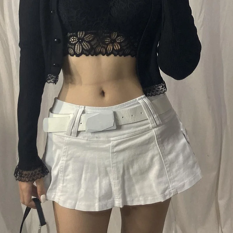 Women\'s skirt Gothic Mini skirts Low Rise Black ​Pocket Patchwork A-Line Skirt Aesthetic Harajuku have leggings korean fashion