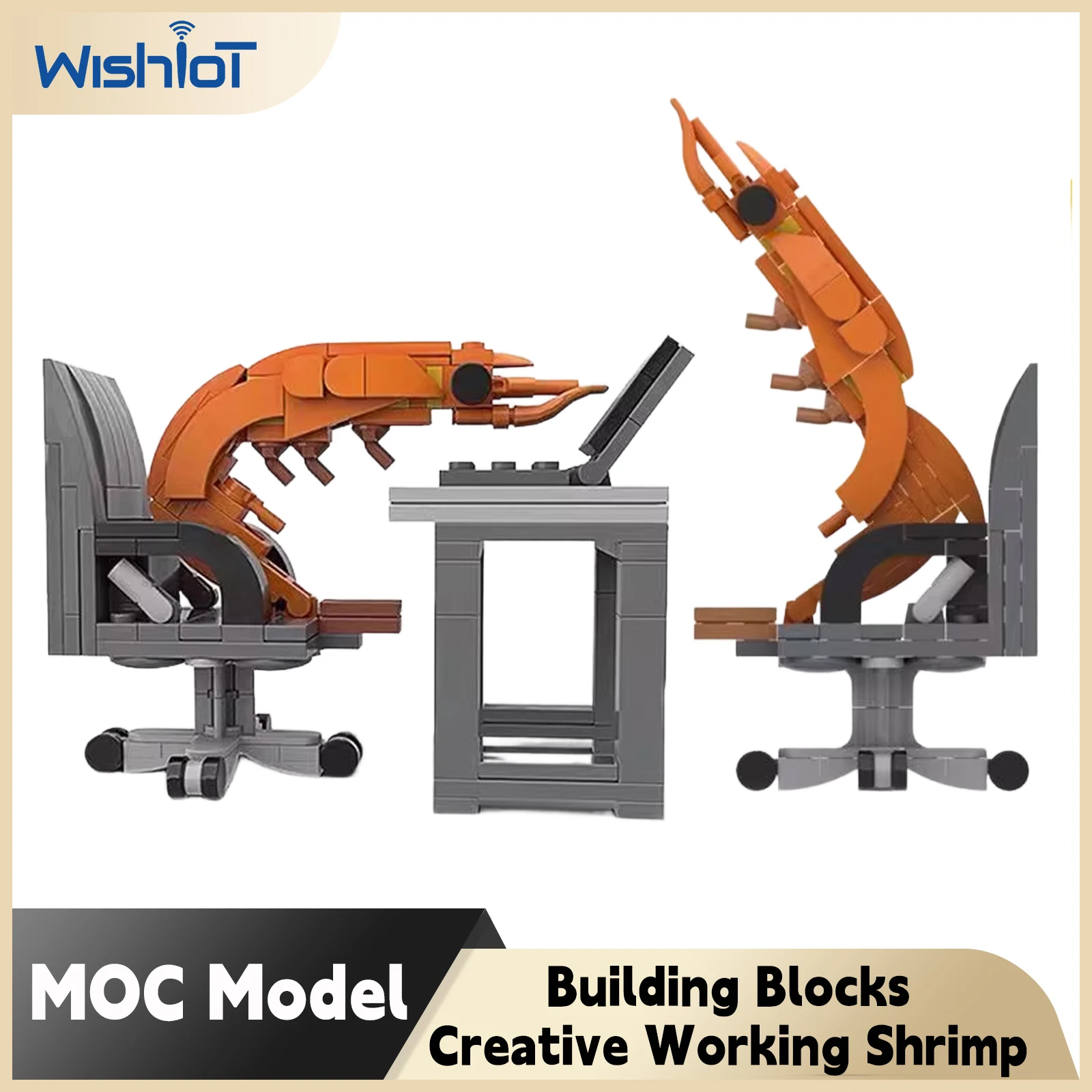MOC Working Shrimp Model Building Blocks Internet Celebrity Creative Parodies Set Desktop Ornaments Boys Crayfish Assembly Toys