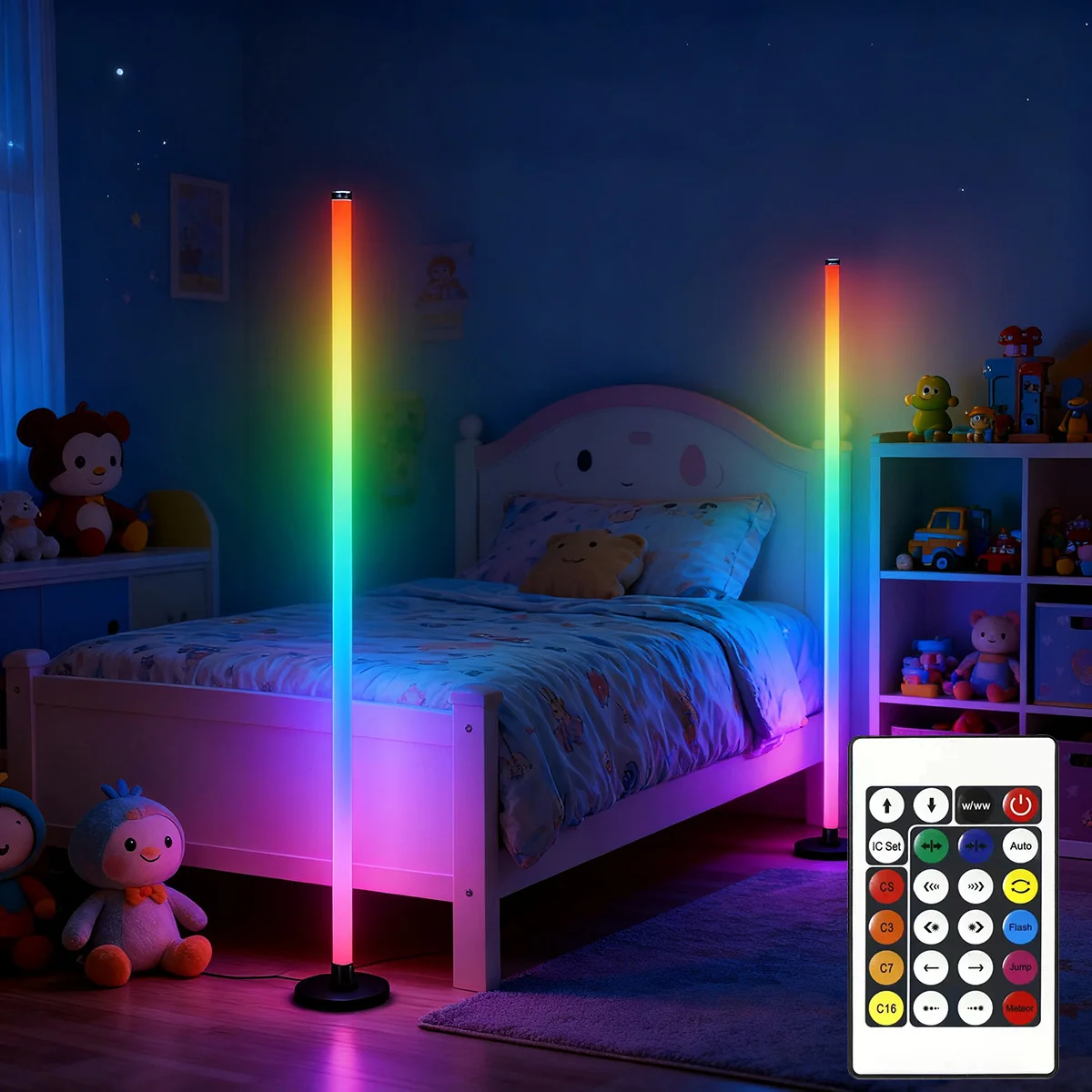 EISSLOLY 1/2PCS Intelligent RGB Floor Lamp Application Control Music Synchronization Corner Lighting Timer