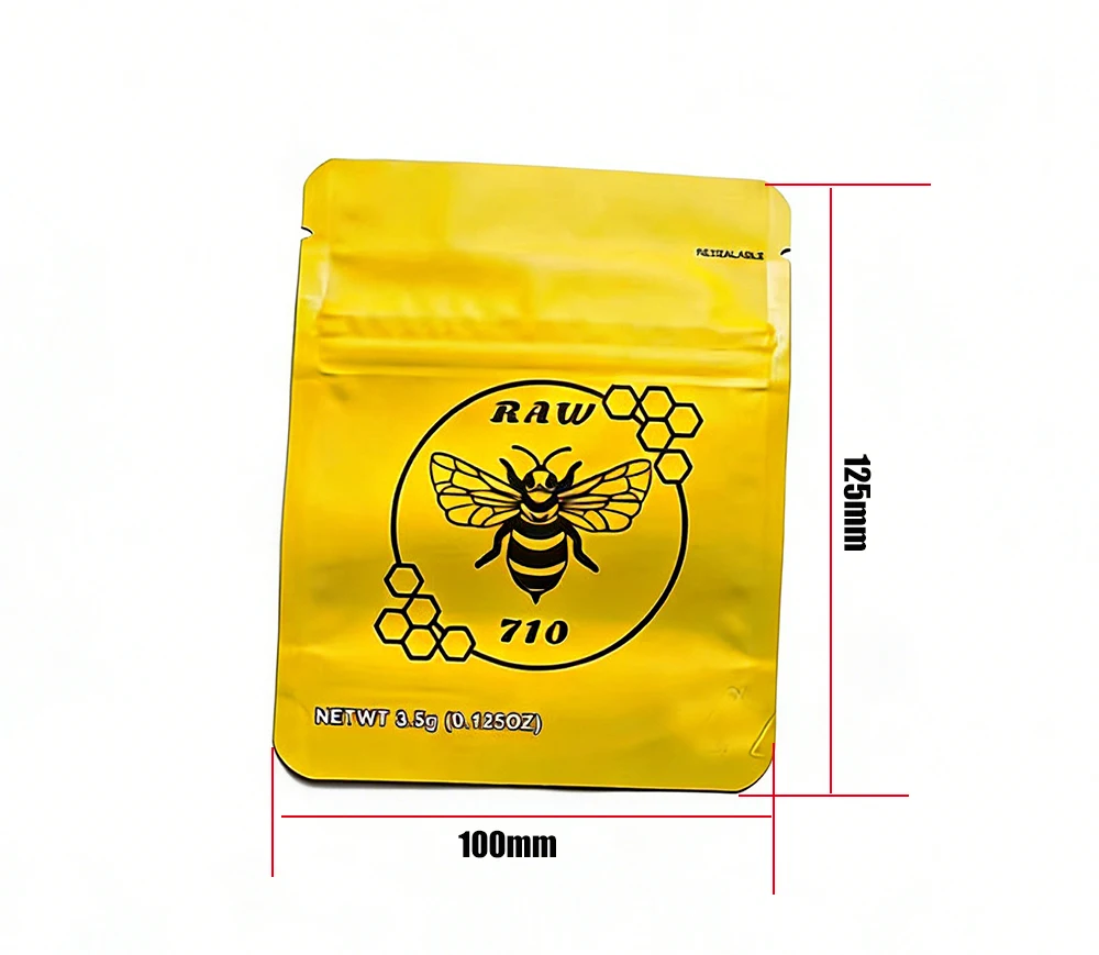 Top Quality 3.5G Mylar Bag With Child Lock Smell Proof Pouch Zipper Empty 3.5 Package Yellow Storage Packaging Case for Dry Herb