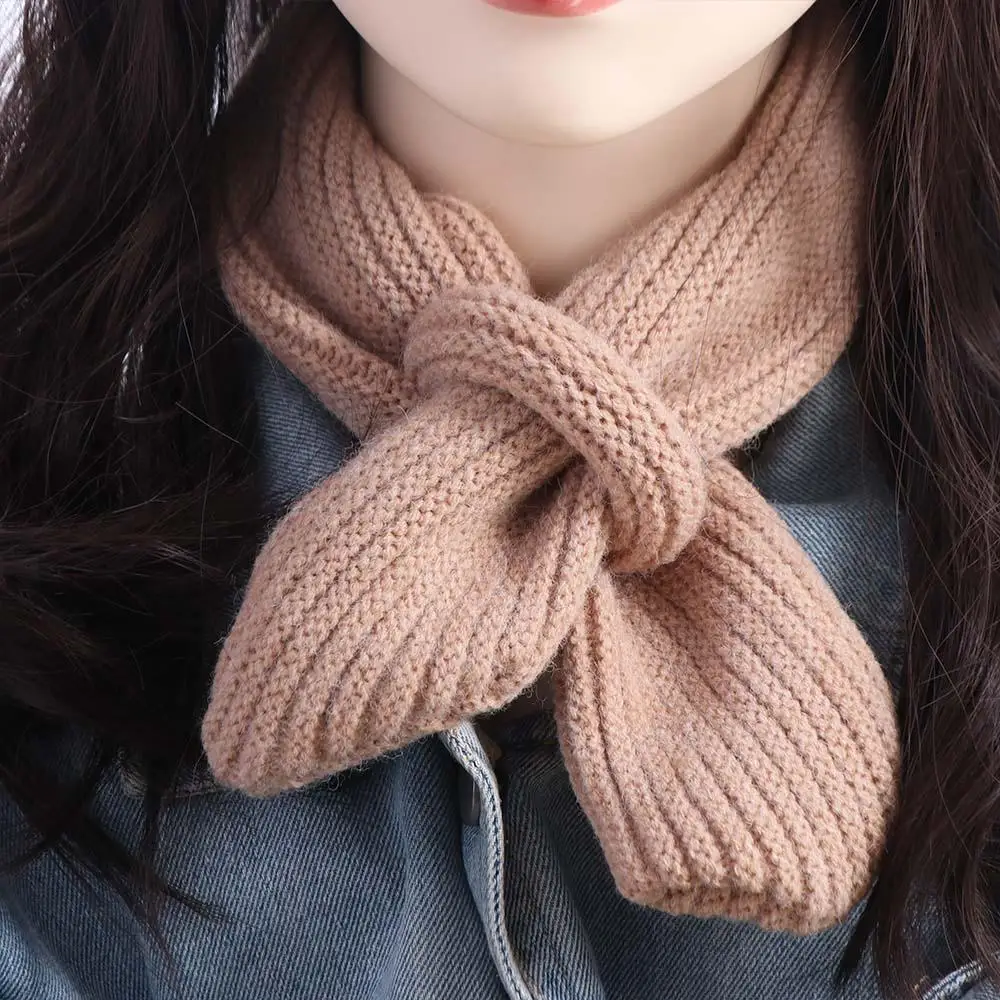 Simple Solid Color Boys Girls Scarf Casual Windproof Knitted Scarf Korean Style Thick Winter Knit Scarves Gifts