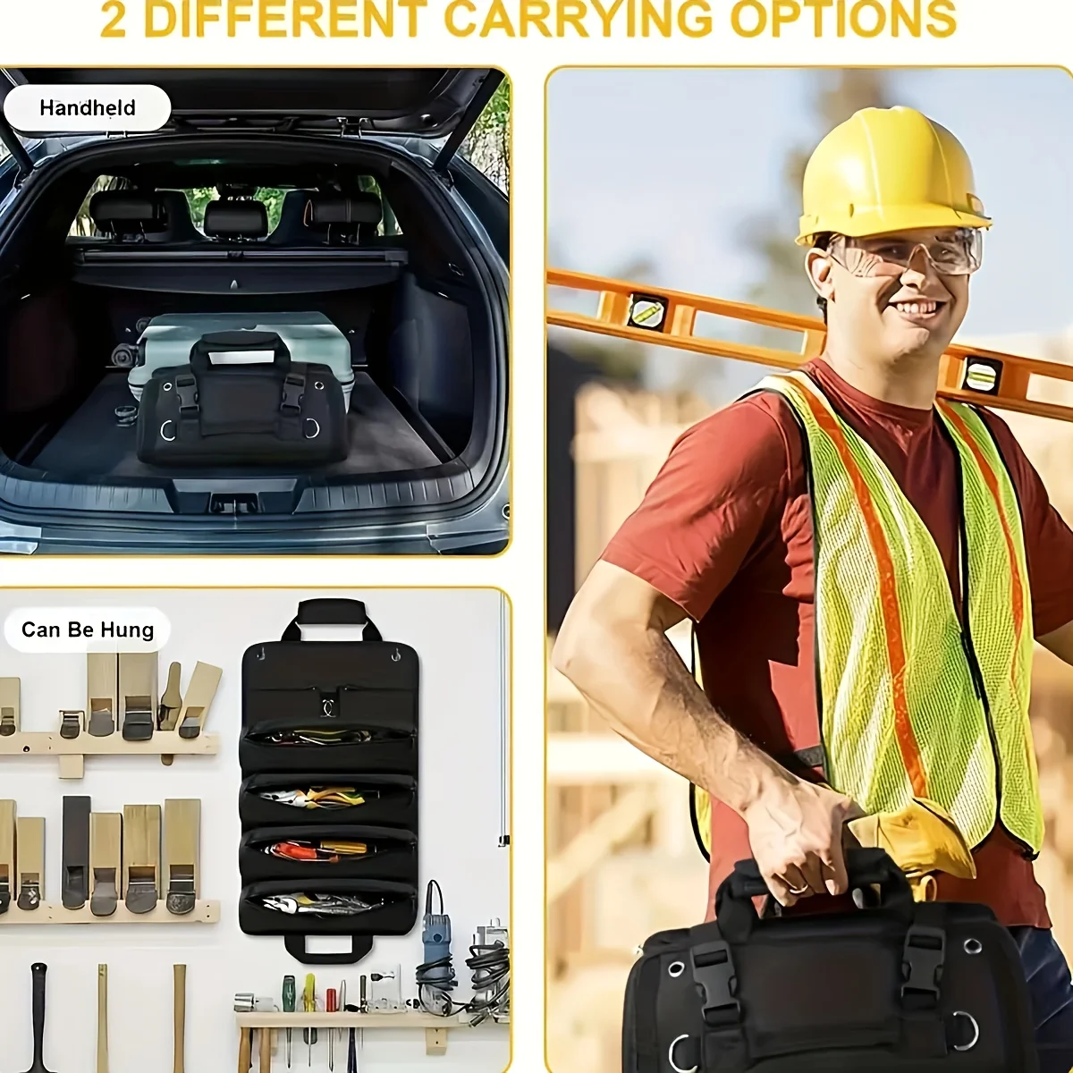 Tool Roll,Rolling Tool Bag With Detachable Pouches,Heavy Duty Roll Up Tool Bag,Carpenter Tool Bag,Tool Roll Organizer