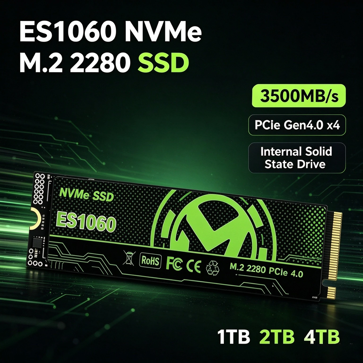 NVMe M.2 1TB 2TB 4TB ES1060 SSD 3500MB/s M.2 2280 PCie Gen4.0x4 Internal Solid State Drives Disk for Laptop Desktop
