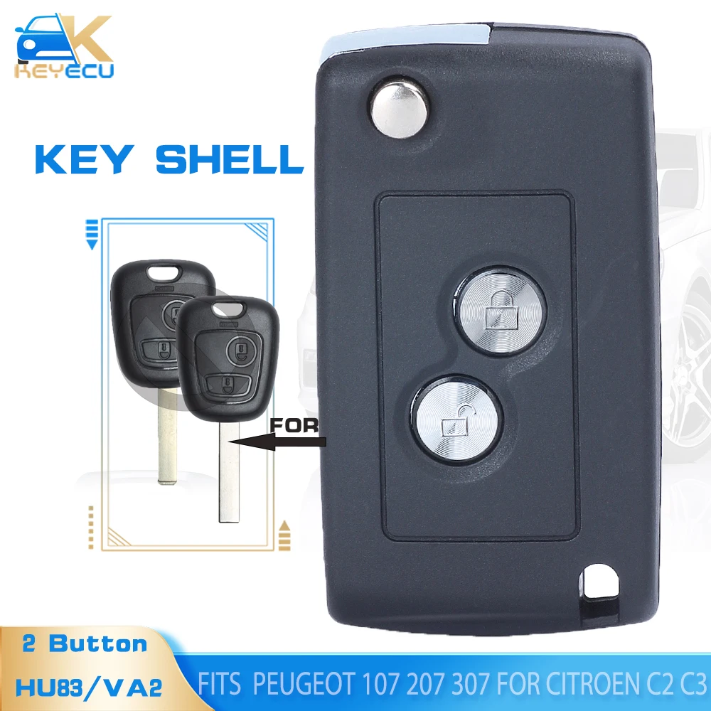 

Модифицированная деталь KEYECU, 2 кнопки для Peugeot 107 207 307 для Citroen C2 C3 C4 Xsara Saxo HU83/VA2