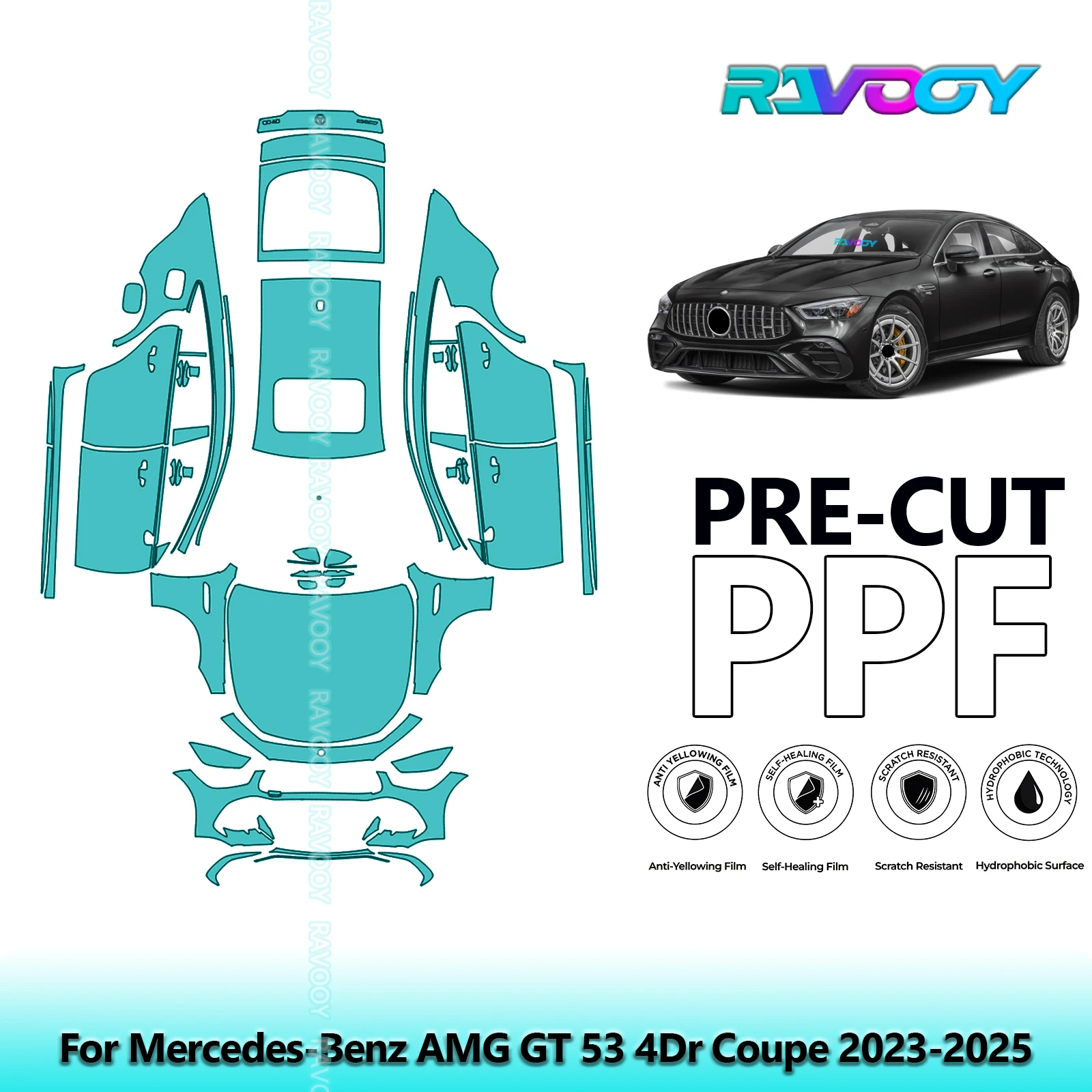 

Full Vehicle Clear Bra Precut PPF Paint Protection Film For Mercedes-Benz AMG GT 53 4Dr Coupe 2023-2025