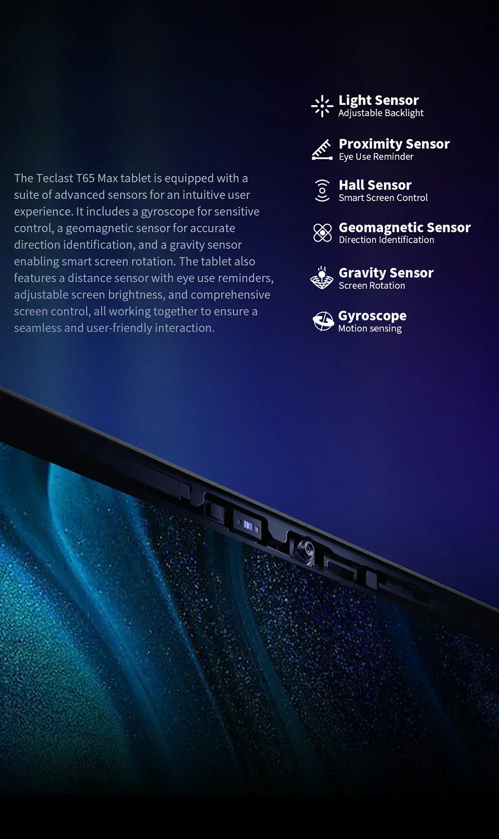Teclast T65MAX Tablet MTK G99 Octa-Core 13inch FHD 1920x1200IPS 8GB RAM 256GB ROM Android 14 10000mAh 13MP+8MP WIFI2.4G+5G BT5.2