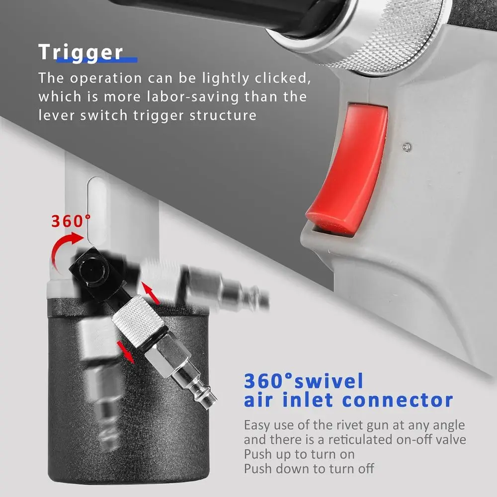 Pistol Rivet S30 Self-Suction Air Rivet Gun 3/16 5/32 1/8 3/32 Hydraulic Riveter dengan 1 Set Rahang Cadangan