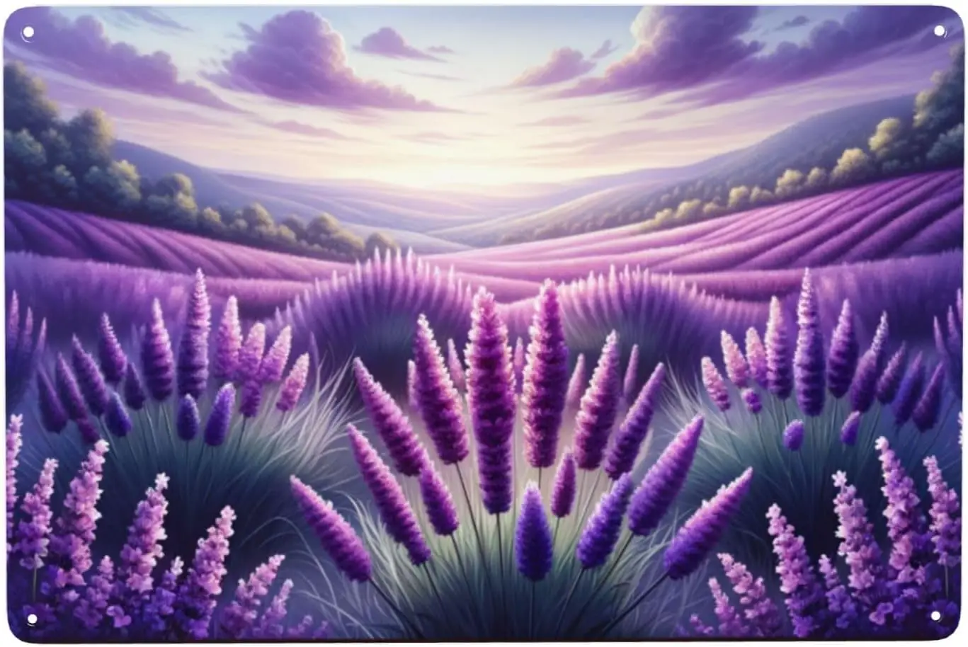 Lavender Field Serenity Metal signs Wall Art decor - Tranquil Home Decor Tin Sign, Purple Floral Landscape Poster Print for sign
