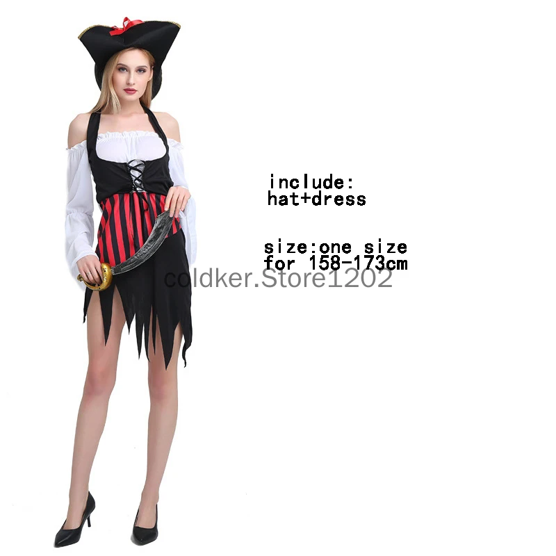 Classical Adult Caribbean Pirate Halloween Costume Men Women Robber Cosplay Couple Outfits Carnival Easter Purim Fancy Dress