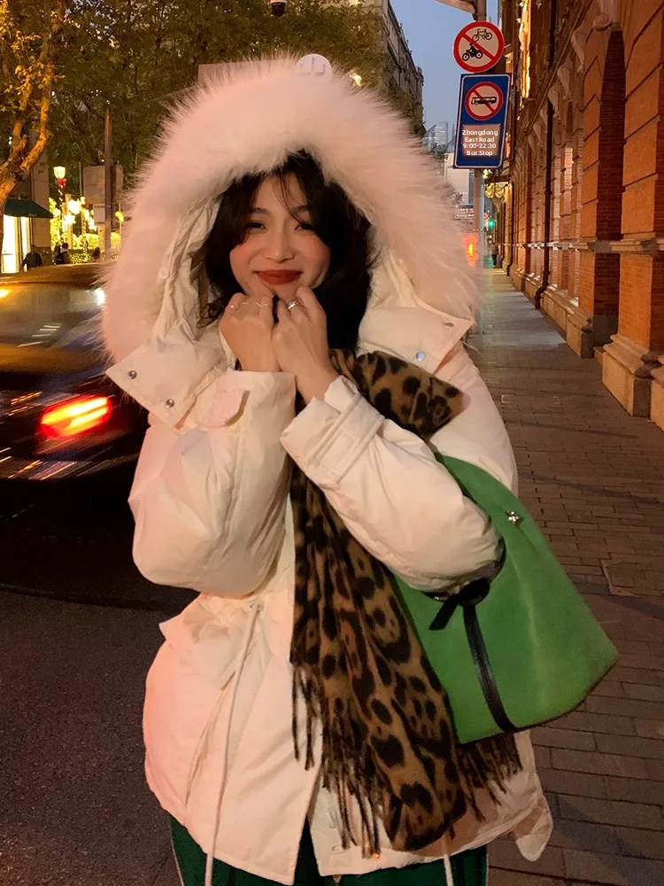 Jaet – manteau à capuche pour femmes, doublure à la taille, amincissant, chaud, grand col en fourrure, pour les déplacements coréens, nouvelle collection 2024