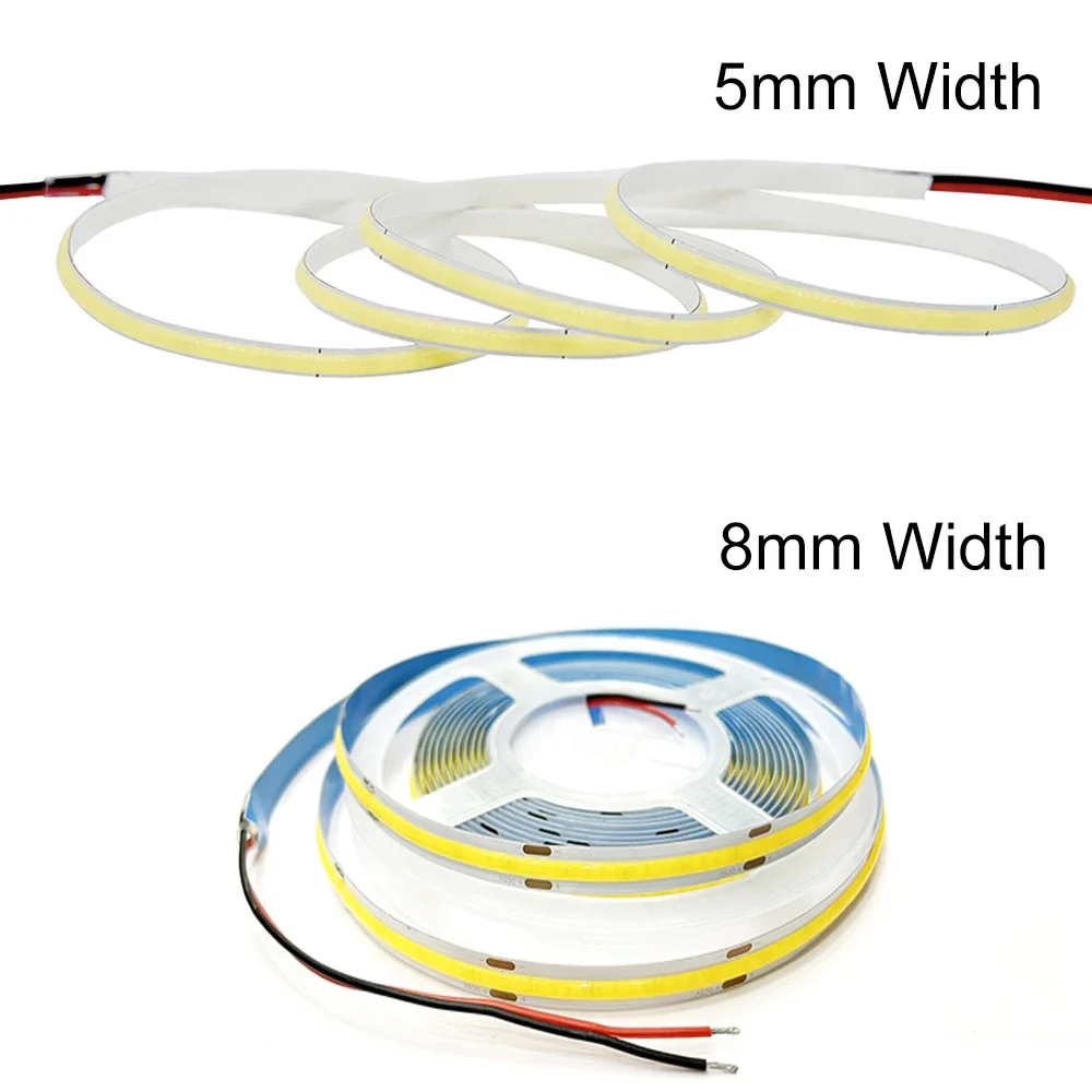USB/DC/провод 5 мм, 8 мм, COB Светодиодная лента, 5 в постоянного тока, регулируемая лента, лента 320 светодиодов/м, гибкая строка для декора, Led 3000K, 4000K, 5700K