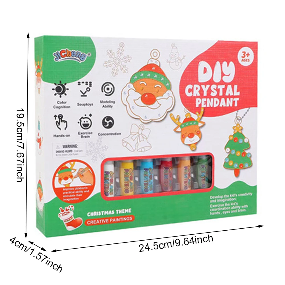 Christmas Kids DIY Crystal Pendant Kit Ornament Xmas Crystal Painting Set Three Dimensional Colour Pendant Toy Decoration 2024