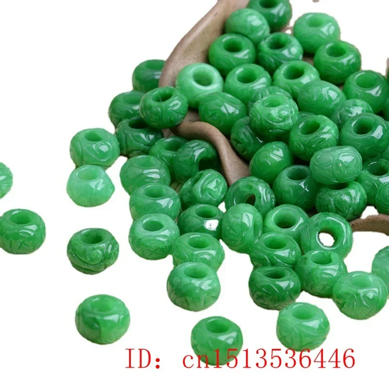 10pc Natural A Green Jade Money Beads DIY Bracelet Bangle Earring Charm Jadeite Jewellery Fashion Accessories Amulet Gift Women