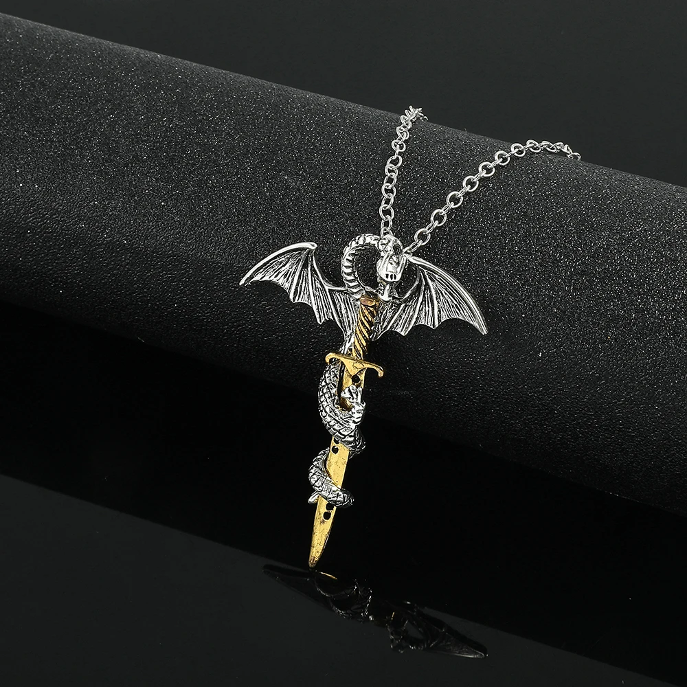 Kreative Pterosaurier-Schwert-Anhänger-Halskette, Modischer Pendler-Stil Schmuck-Accessoire, Einzigartiges Geschenk für Männer