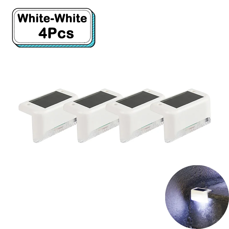 Outdoor Solar Step Lights Warm witte LED waterdichte trappadverlichting voor tuin terras hek balkon decoratie zonne-energie