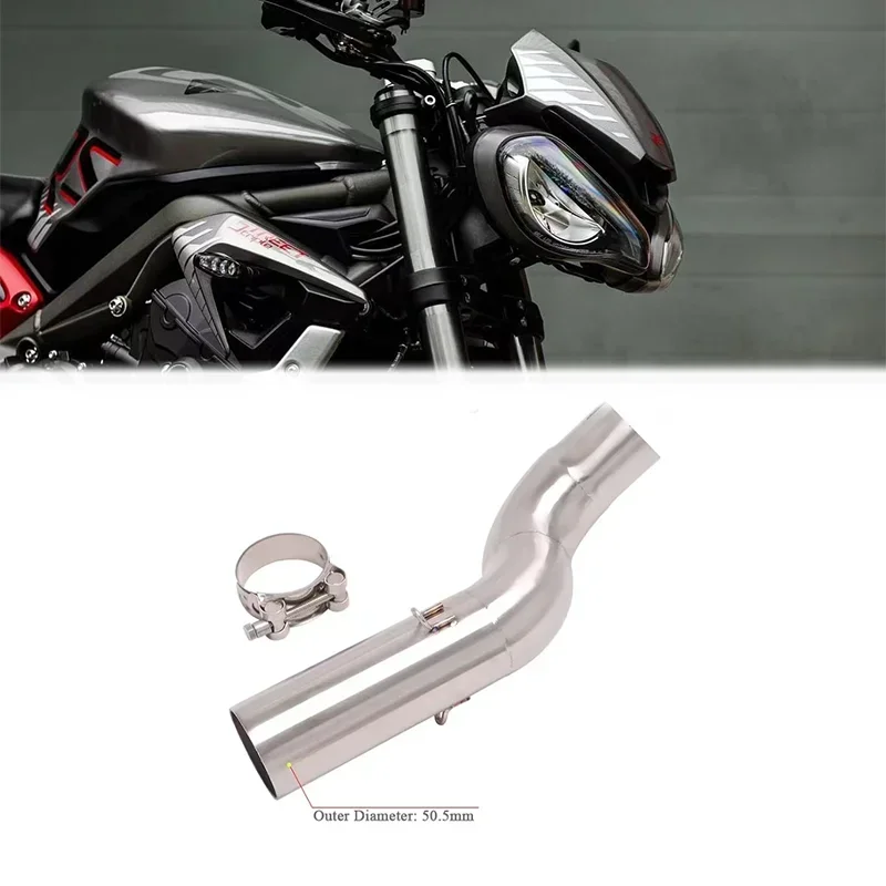 Slip On For TRIUMPH STREET TRIPLE 765 S R RS TRIPLE 765 2017 - 2024 Motorcycle Exhaust Escpae Moto Mid Link Pipe Connect 51mm