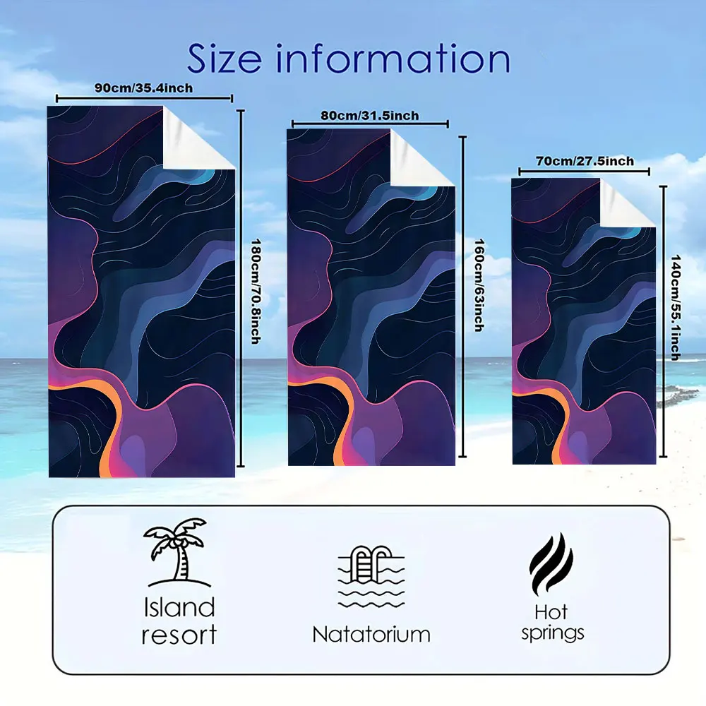 dark neon wave abstract Quick Drying Microfiber Beach Towel Lightweight for Swimming Camping Yoga - Bath Towel