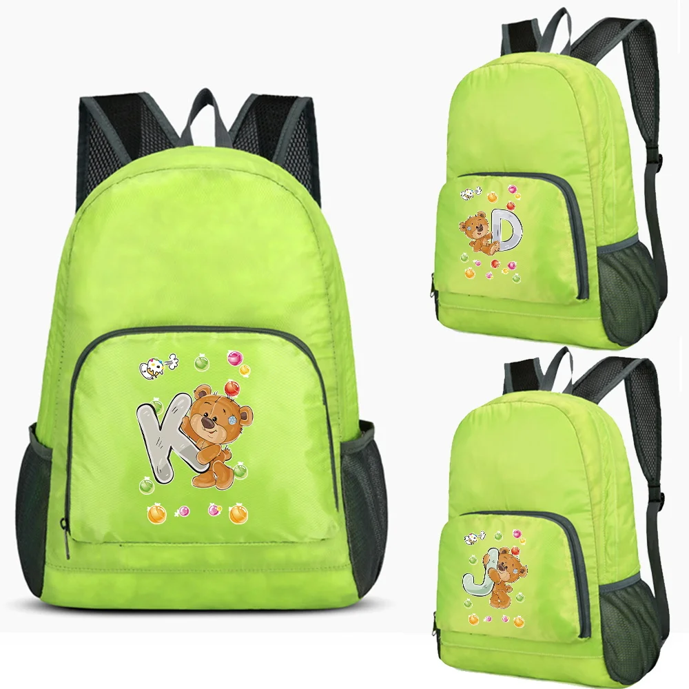Backpack Portable Foldable Daypack Sports Organizer Bear Letter Series Backpacks Travel Hiking Mountaineering Pack for Men Women