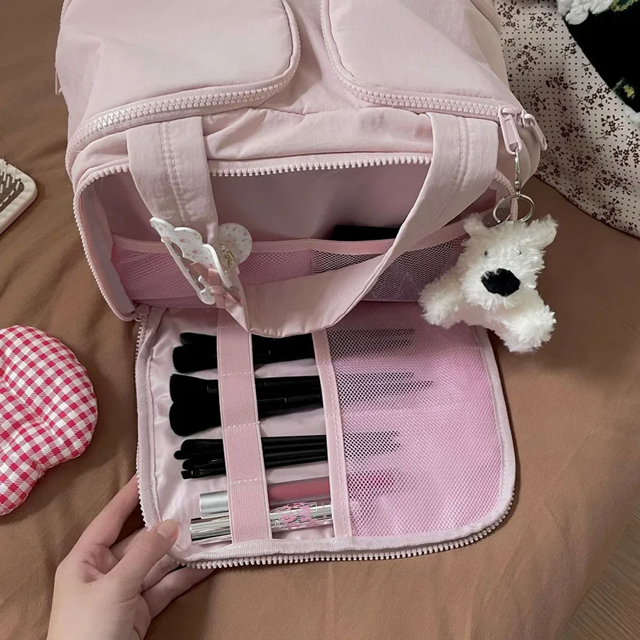 Neue Damen-Kosmetiktasche, tragbare Aufbewahrungstasche, große Kapazität, luxuriöse Make-up-Tasche, Reiseveranstalter, Essentials-Kulturbeutel – Detail 2
