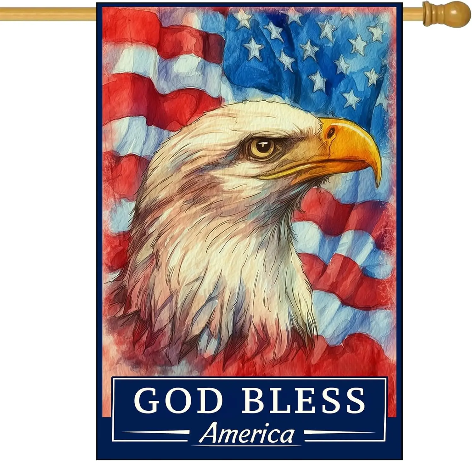 Patriotic American Flag House Flag Bald Eagle God Bless America House Flags 28 x 40 Inch Double Sided Summer Fall Garden Fla EEZ