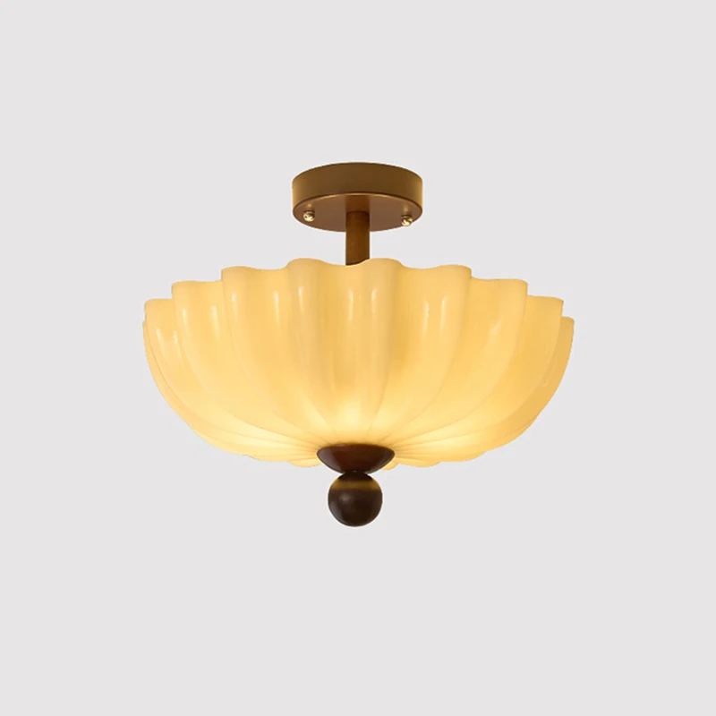 Retro Cream Glass Semi Pendant Light with Chinese Style Iron Ceiling Lamp for High End Master Bedroom Study LED Chandeliers
