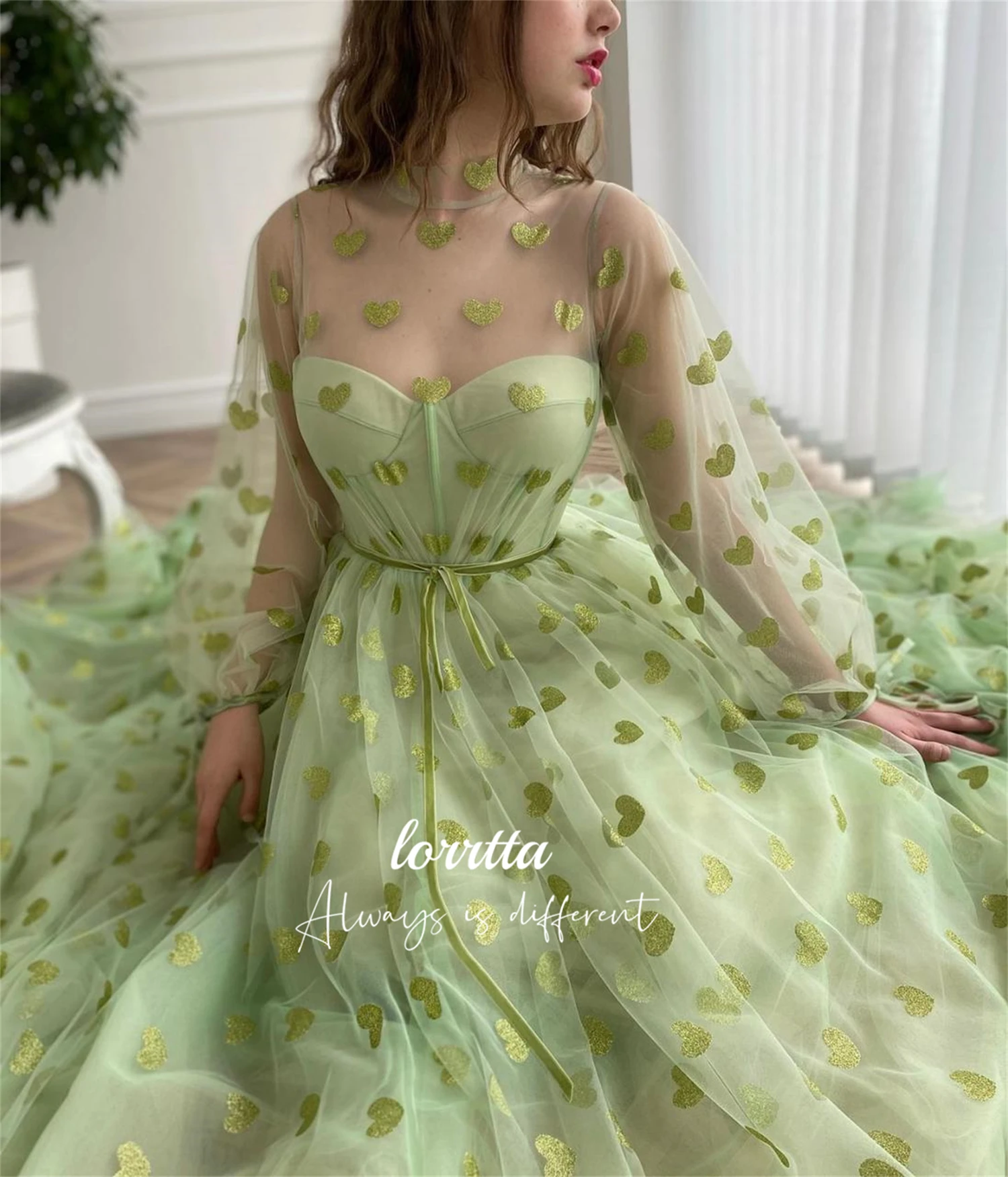 Lorrtta Green Party Dress Homecoming Love Mesh Serin Evening Dresses Elegant for Wedding Robe Soiree De Luxe 2024 Prom Cocktail