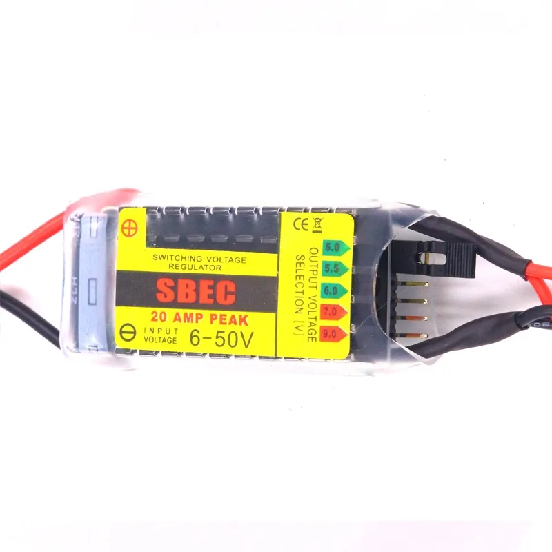 

Receiver Power Supply Regulated 20A BEC 5V-9V Output Voltage 2-12S Input Voltage Battery Elimination Circuit