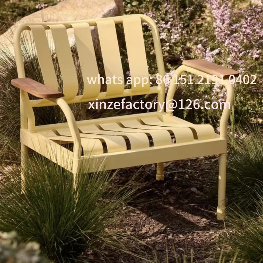 Anpassbare Tische und Stühle aus Metall für den Innenhof, Kunststoff, Holz, wasserdicht, Outdoor-Balkon, Freizeittisch, Stuhlkombination