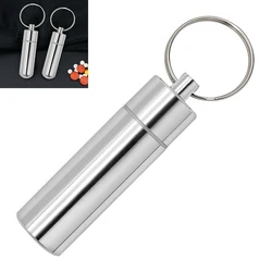 Keychain Capsule Box Portable Waterproof Elderly First Aid Pill Case Aluminum Alloy Health Care for Traveling Camping