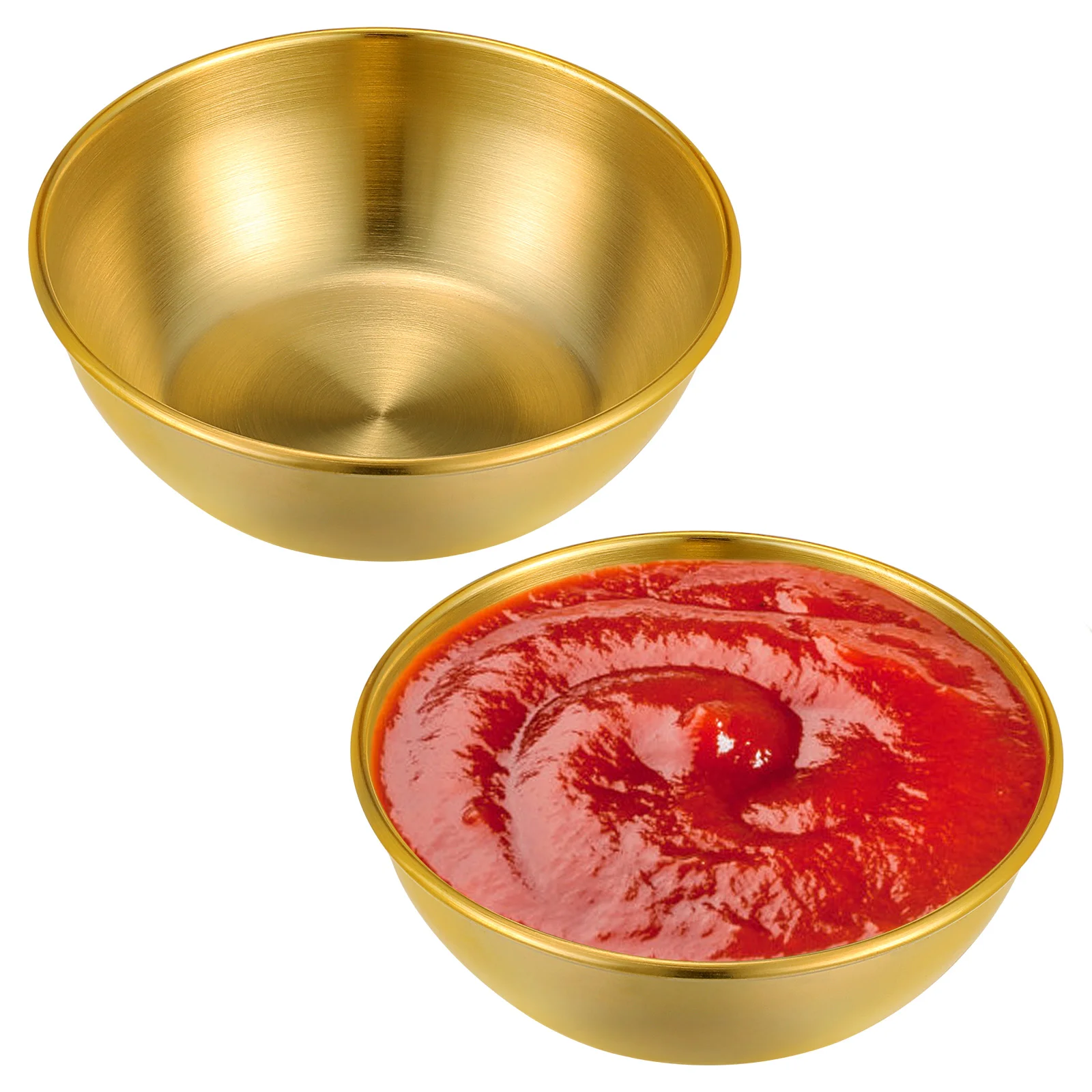 2 Pcs Food Tray Seasoning Dish Mini Sauce Dessert Plate Flavor Ceramics Simple Dishes Golden Dipping Bowls Appetizer Serving