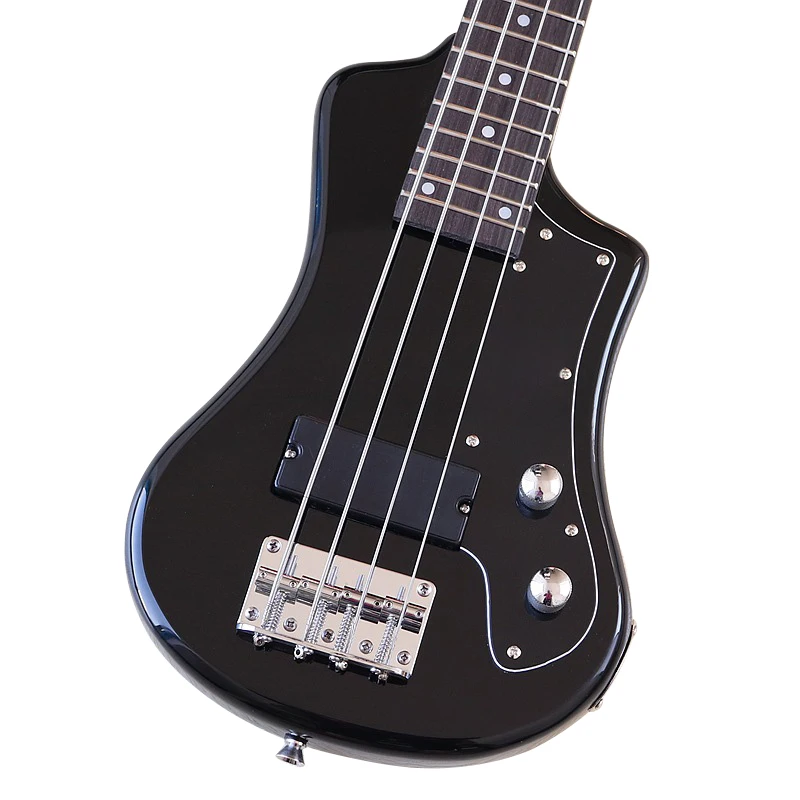 4 String Mini Electric Bass Guitar 39 Inch Bass Guitar High Gloss Black Color Full Basswood Body 760mm scale