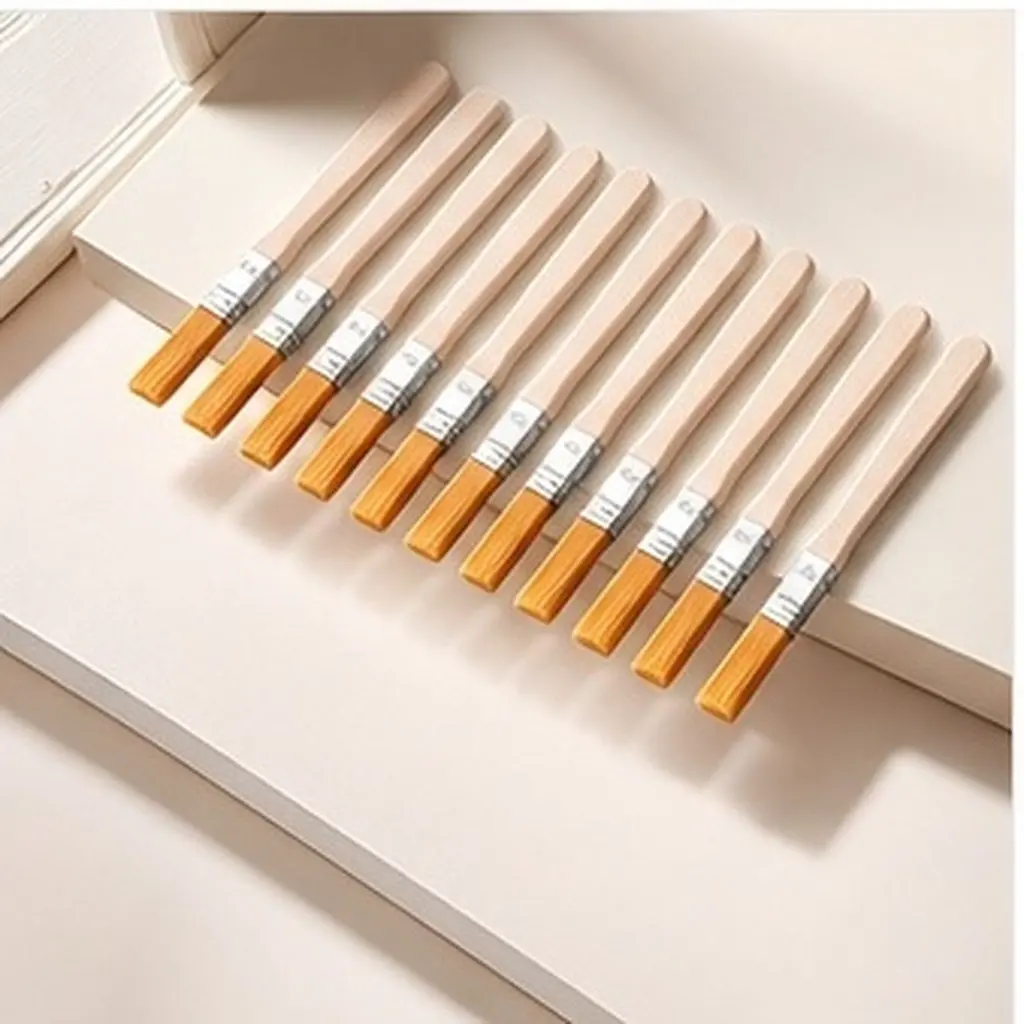 36Pcs Wood Handle Nylon Hair Paint Brush Set Flat Paddle Design for Precision Edge Painting Wall Ceiling Fence Cabinet Touch Up