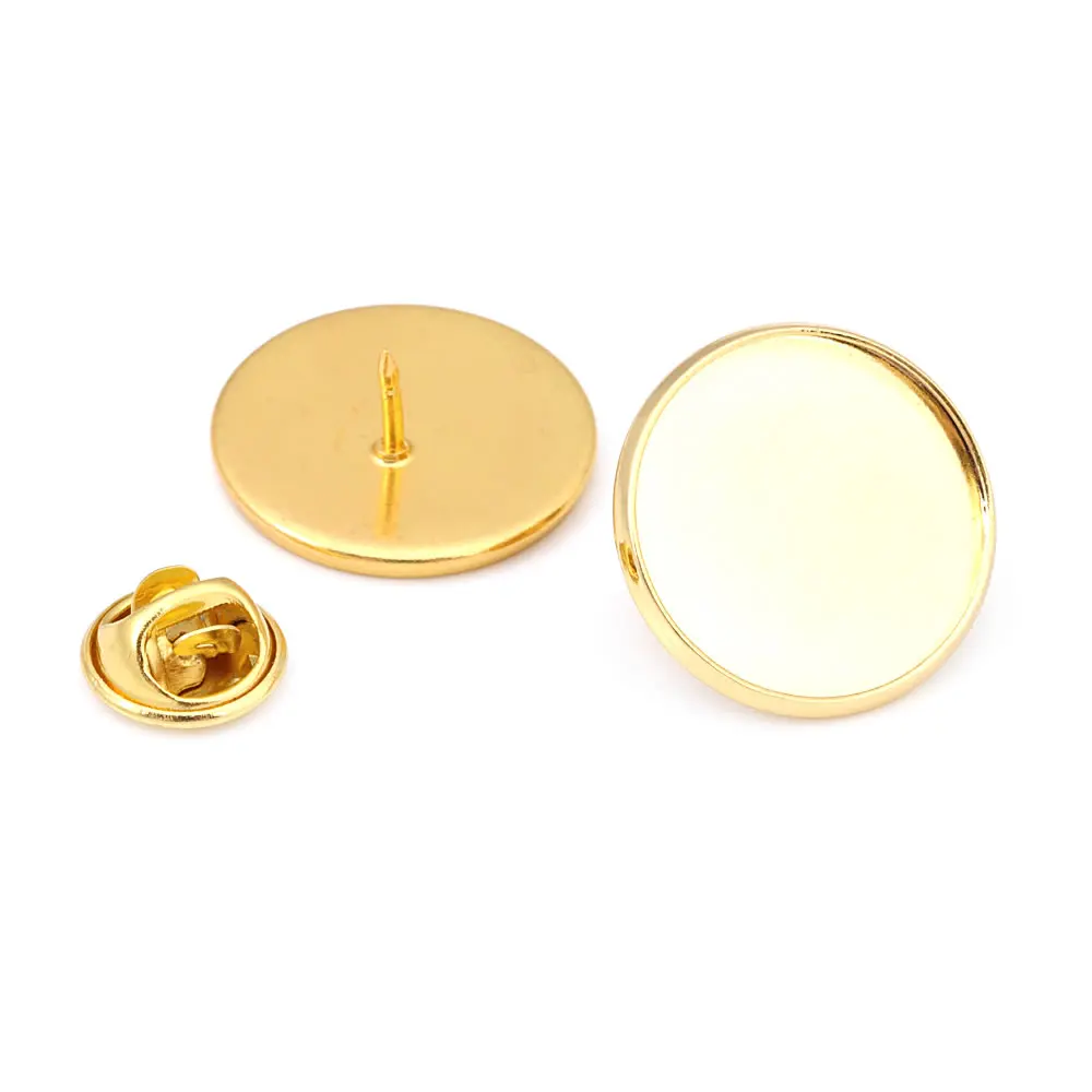 10PCS 20MM 23MM 25MM 18K Gold Color Silver Color Bronze Brass Round Brooch Base Settings Trays Diy Jewelry Findings Accessories