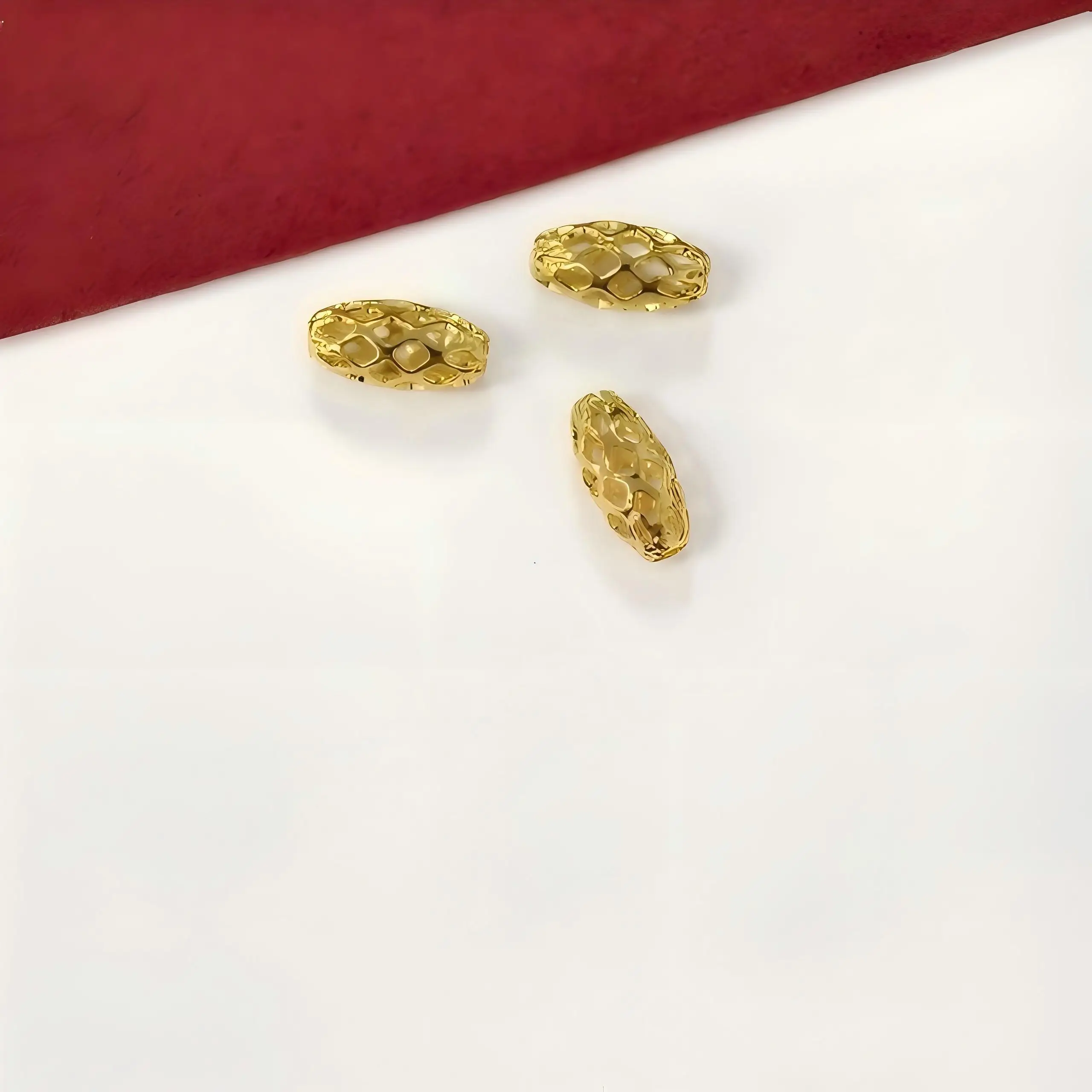 ลูกปัดทรงกระบอกตาข่ายแบบกลวง 15 ชิ้น สำหรับทำสร้อยข้อมือ สร้อยคอ อุปกรณ์ทำเครื่องประดับ วัสดุทำเครื่องประดับ ขายส่ง