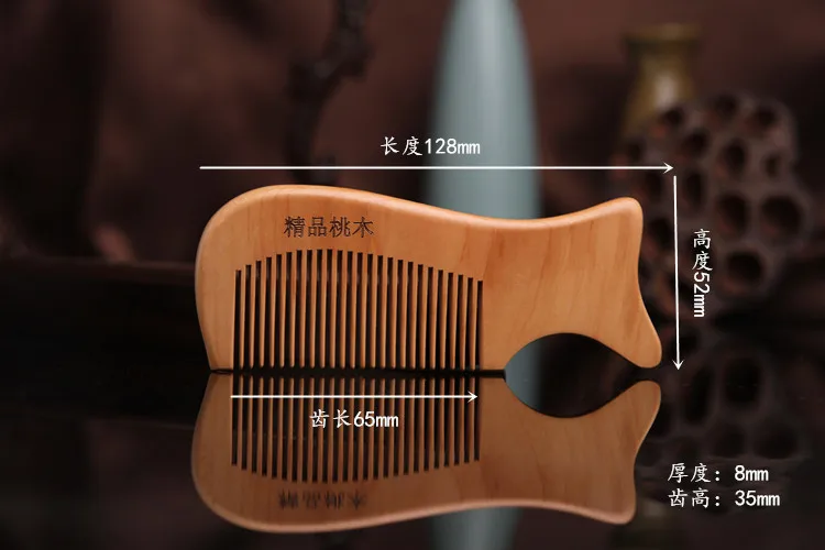 Wooden Combs Engraved Peach Massage Anti-Static Comb Women Natural Peach Wood Beauty Accessories Healthy Hair Care Styling Tools