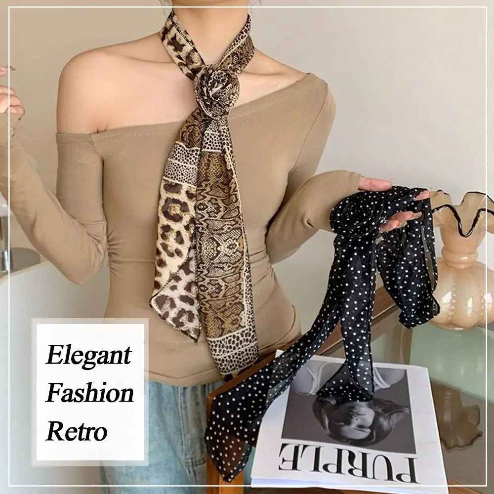 Модный корейский длинный шелковый шарф большого размера, универсальная повязка для волос, летние шелковые шарфы Y2k для женщин