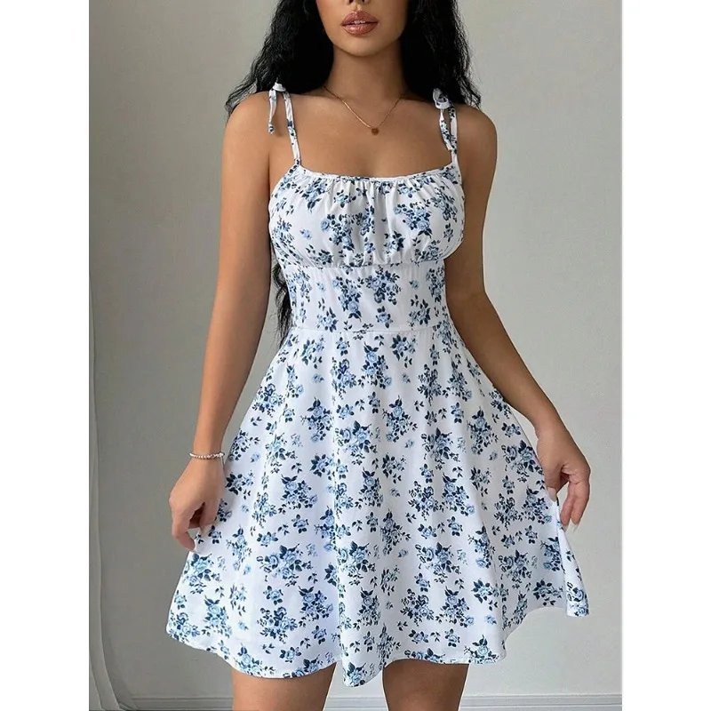 

Women's Summer Floral Spaghetti Strap Beach Short Dress,Womens Dresses,Woman Clothing,Woman Clothes,Sundress,New In Dress 2025
