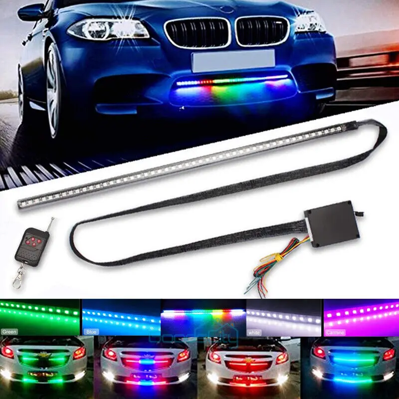 22 Inch 48 LED RGB Knight Rider Scanner Flash Car Strobe 7 Color Light Kit Strip Paoma Breathing Light