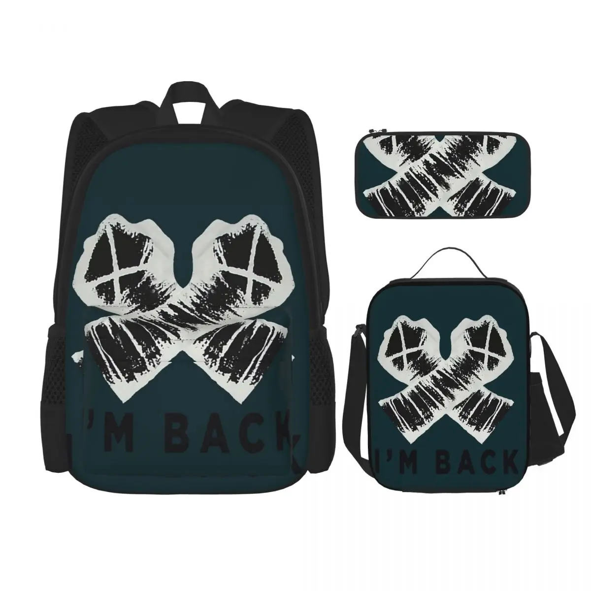 

CM Punk WWE Backpacks Boys Girls Bookbag Students School Bags Cartoon Kids Rucksack Lunch Bag Pen Bag Three-Piece Set