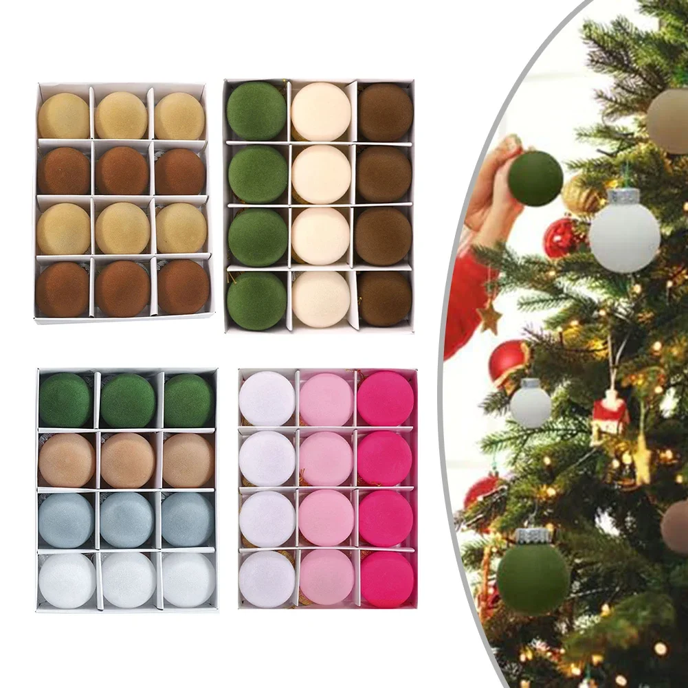

12 шт., флокированный елочный шар, бархатный рождественский кулон, украшения, вечерние украшения для свадьбы, помолвки, принадлежности
