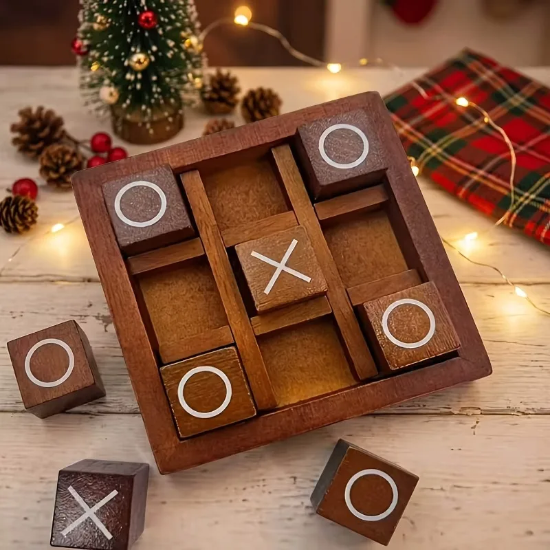 1Set Wooden Tic Tac Toe XO Educational Logical Thinking Training Toy Parent Child Interactive Player Family Travel Table Game