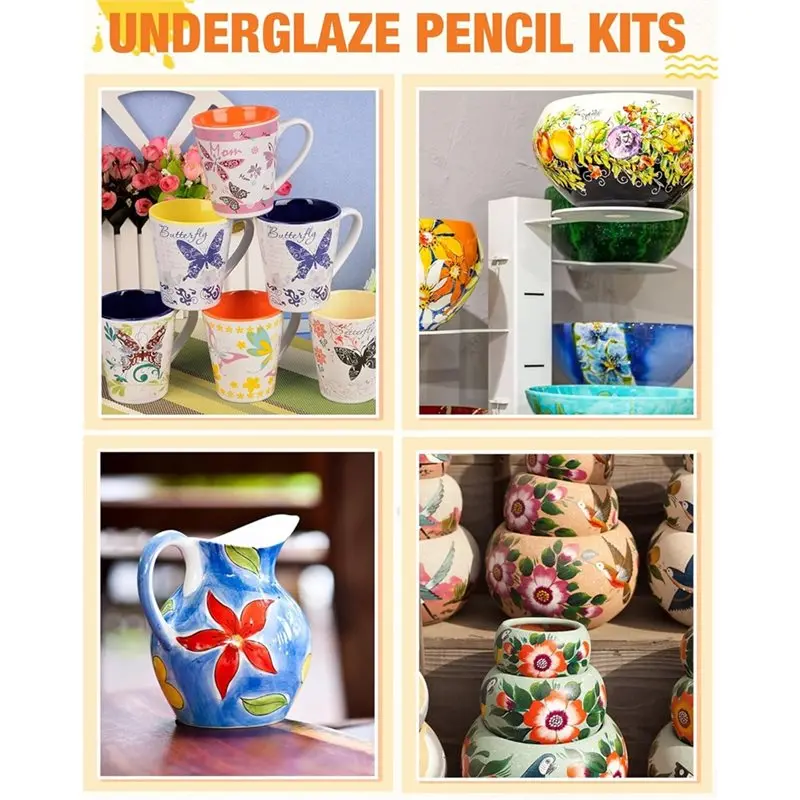 

Multicolor Underglaze Pottery Pen 7 Pcs& 14 Pcs Underglaze Pencil Kits For Decorating Bisque Ware