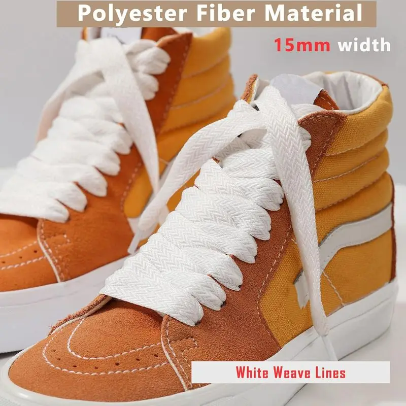 Sneaker-Schnürsenkel, 1,5 cm breit, dicke, flache Schnürsenkel für Basketball-, Tennis- und Sportschuhe, gewellte Schnürsenkel, Brotseil-Schnürsenkel. – Detail 12