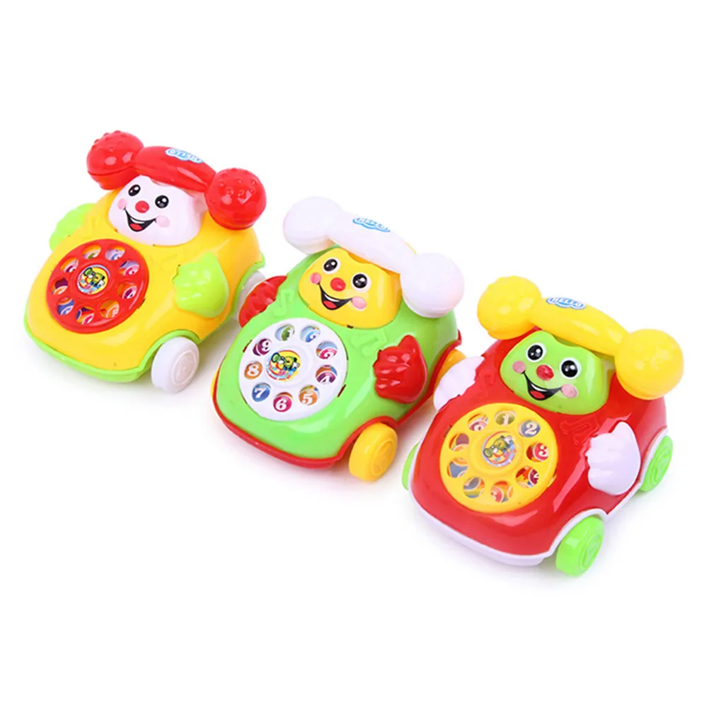 1Pcs Pull Line Cartoon Telephone Educational Cable Phone for Kids Learning Coordination Skill Development Gift