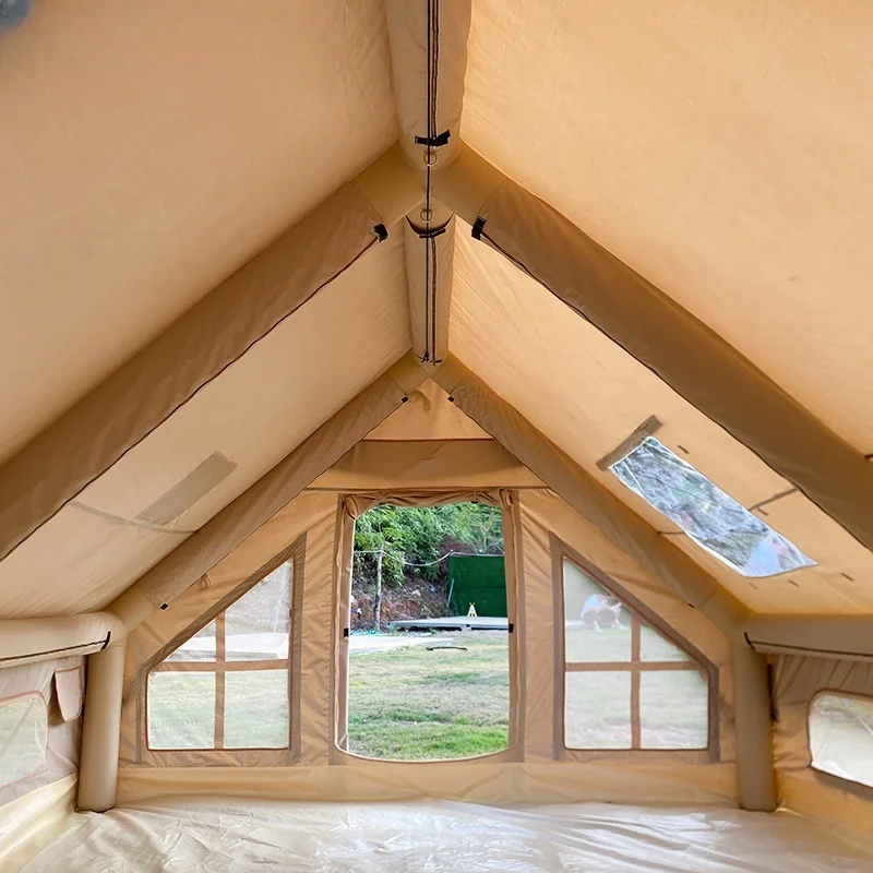 

Большая надувная палатка для кемпинга на открытом воздухе, защита от дождя, солнцезащитный крем, утолщенная ткань Оксфорд, портативная двойная палатка для кемпинга