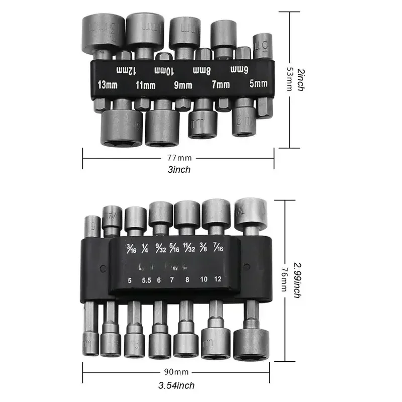 9PCS/14PCS Allen Bit Hex Socket Sleeve Set Nut Driver Bit Set Durability Driver Screwdriver Set Pneumatic Bits Insert Tool Set