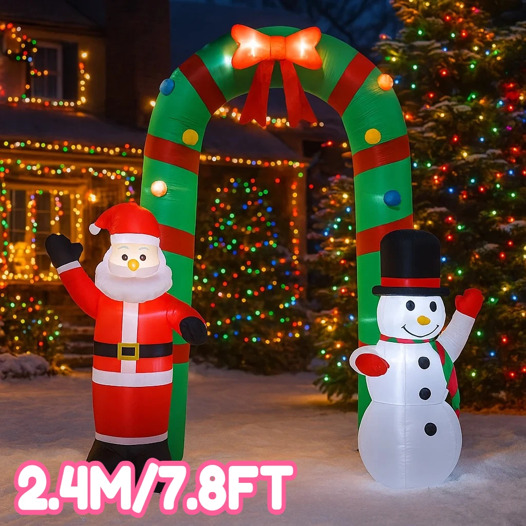 2.4 متر/7.8FT نفخ سانتا كلوز ثلج الممر أضواء LED ديكورات المنزل اللعب ساحة عيد الميلاد الحلي ديكور ساحة ديكور